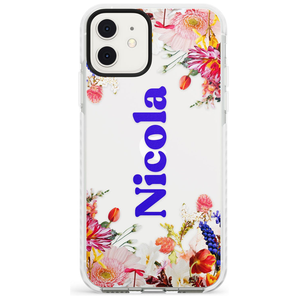 Custom Text with Floral Borders Slim TPU Phone Case for iPhone 11