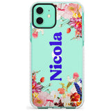 Custom Text with Floral Borders Slim TPU Phone Case for iPhone 11