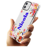 Custom Text with Floral Borders Slim TPU Phone Case for iPhone 11