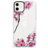 Cherry Blossoms with Custom Text Slim TPU Phone Case for iPhone 11