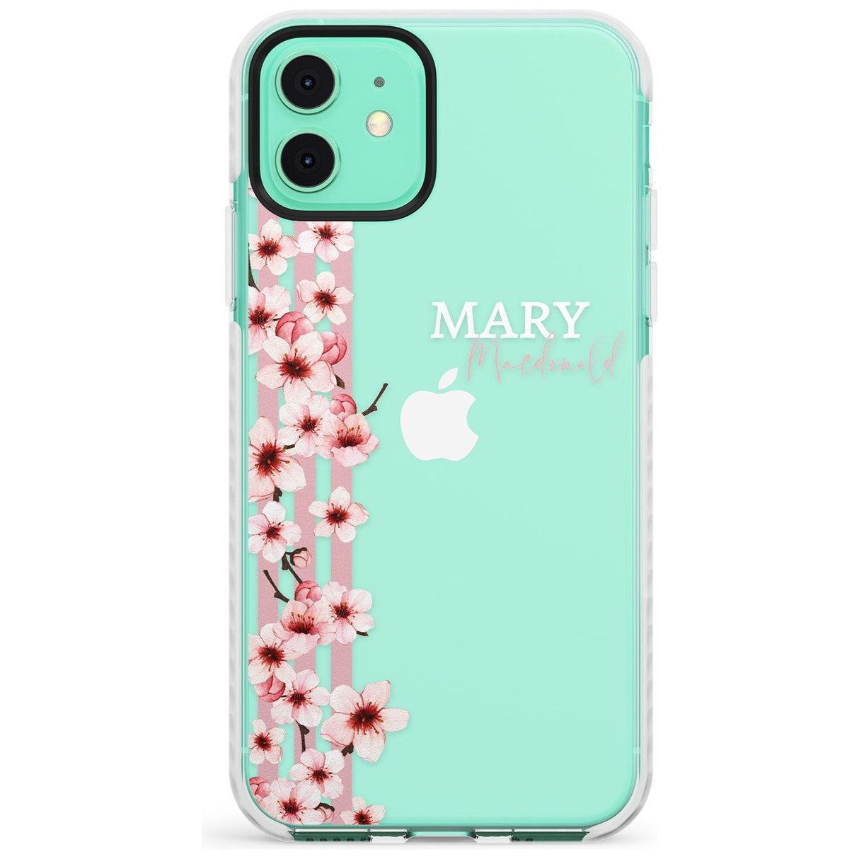 Cherry Blossoms & Stripes Transparent  Slim TPU Phone Case for iPhone 11