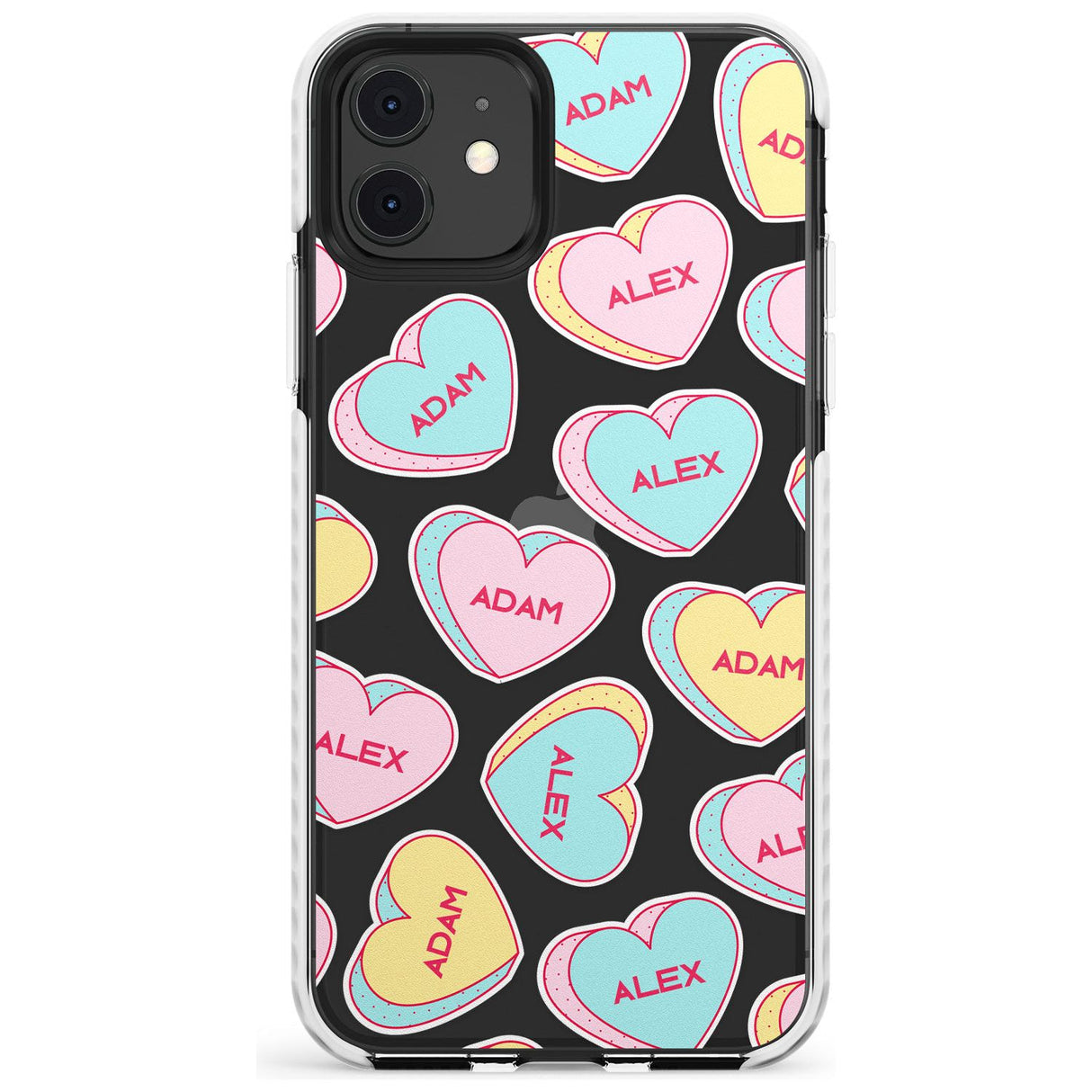 Custom Text Love Hearts Slim TPU Phone Case for iPhone 11