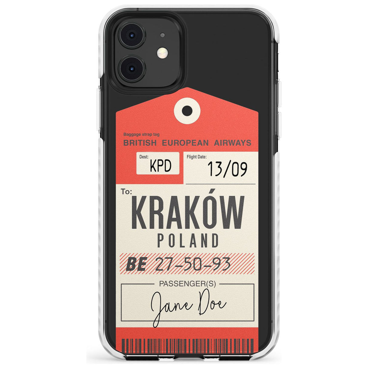 Custom Vintage BEA Luggage Tag Slim TPU Phone Case for iPhone 11