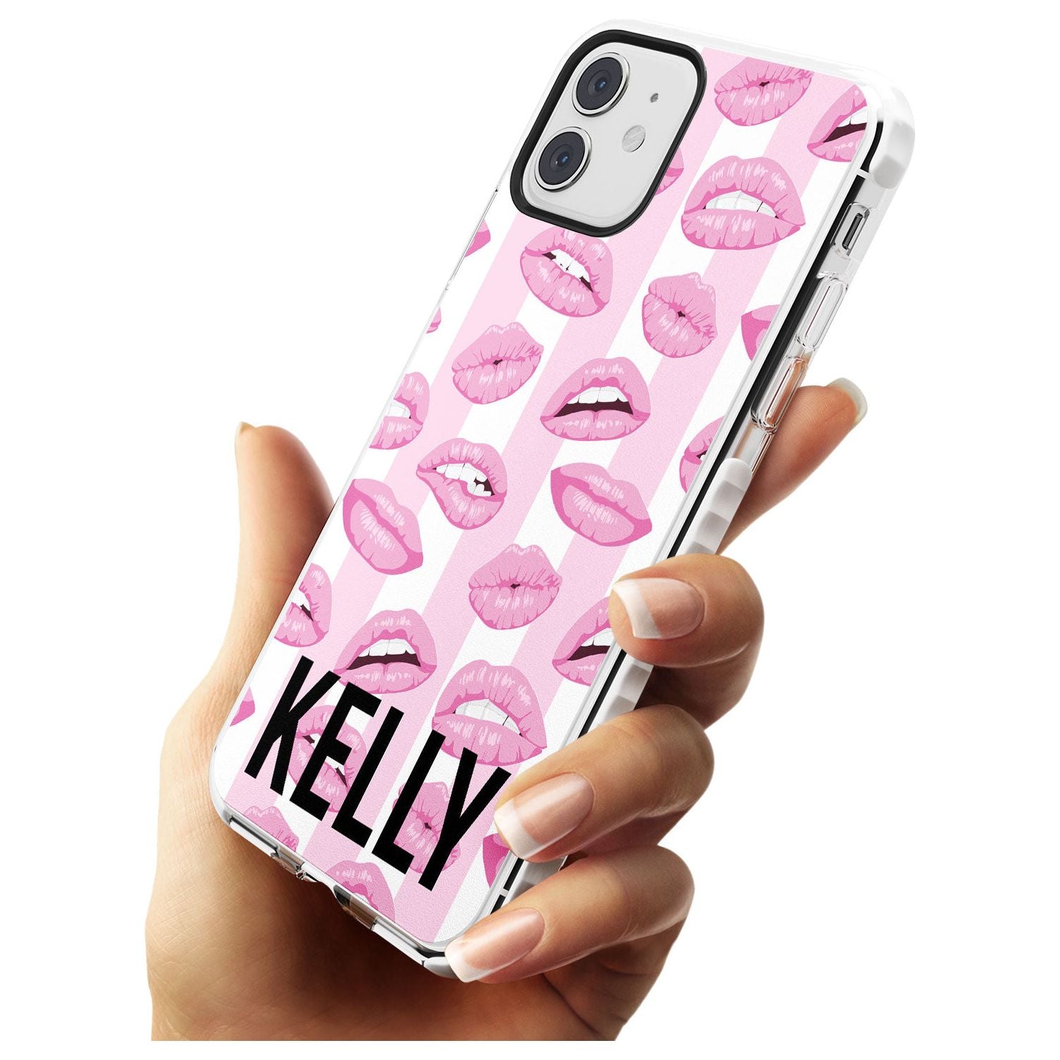 Pink Stripes & Lips iPhone Case   Custom Phone Case - Case Warehouse