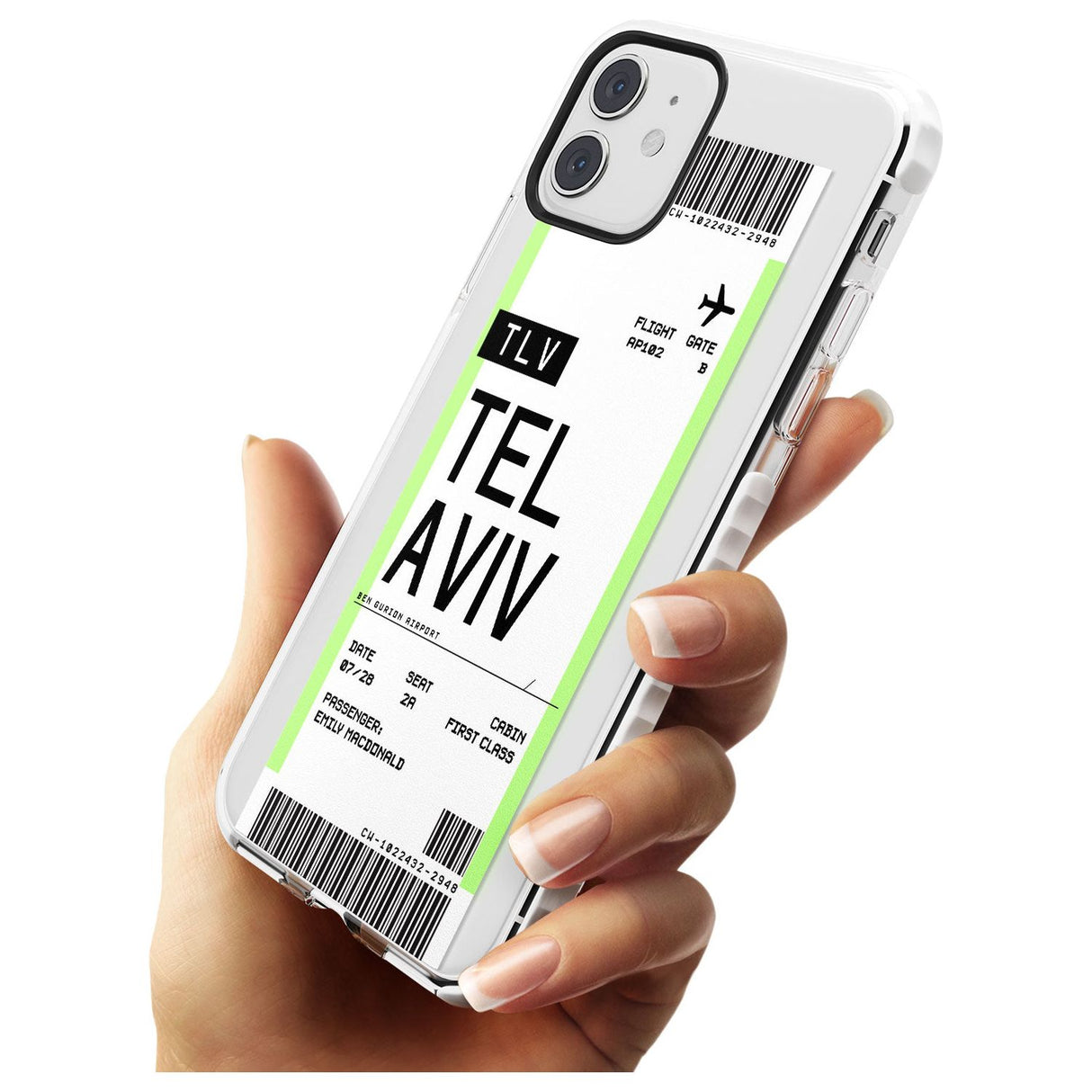 Tel Aviv Boarding Pass iPhone Case   Custom Phone Case - Case Warehouse