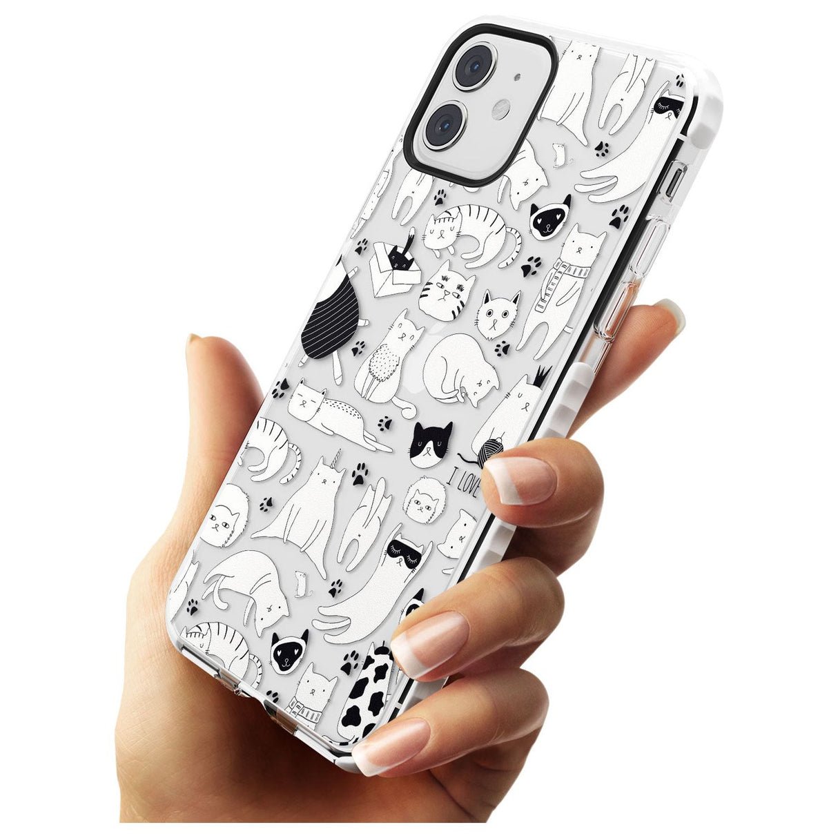 Cartoon Cat Collage - Black & White Slim TPU Phone Case for iPhone 11