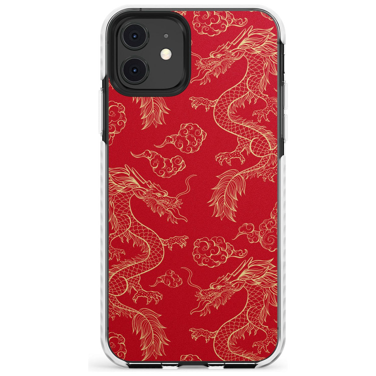 Red and Gold Dragon Pattern Impact Phone Case for iPhone 11