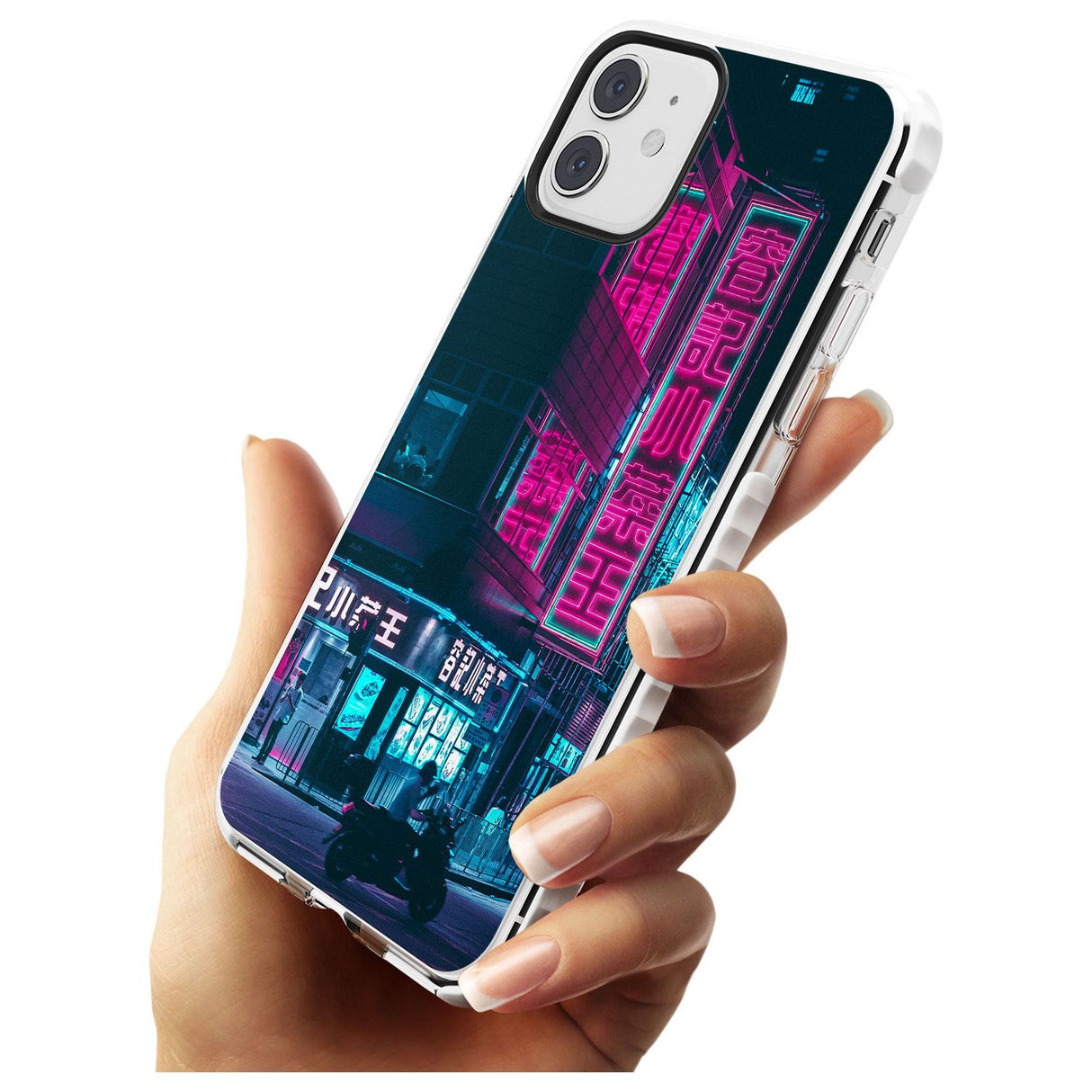 Motorcylist & Signs - Neon Cities Photographs Impact Phone Case for iPhone 11