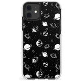 White Planets on Black Slim TPU Phone Case for iPhone 11