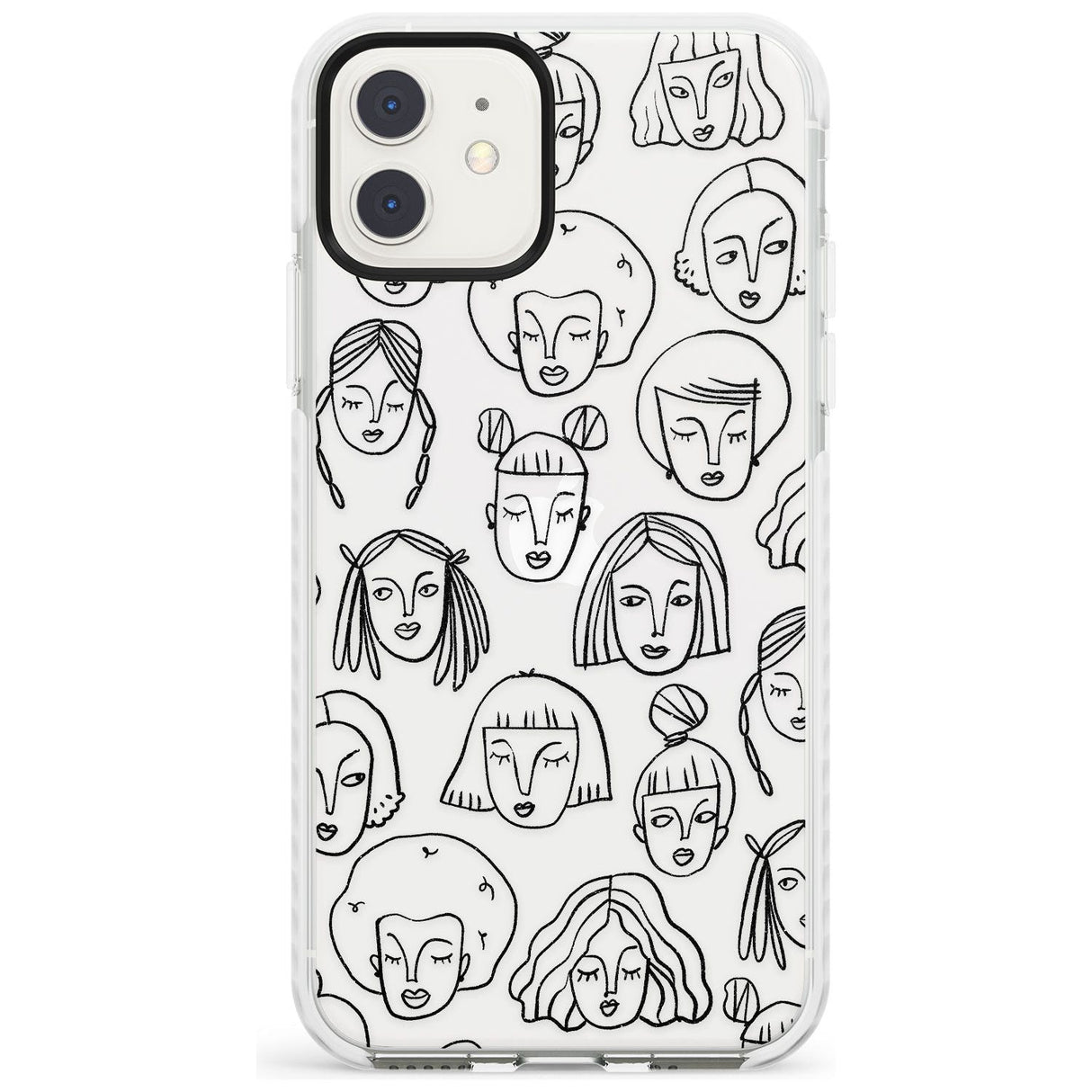 Girl Portrait Doodles Impact Phone Case for iPhone 11