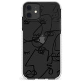 Continuous Line Faces: Black on Clear Slim TPU Phone Case for iPhone 11