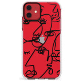 Continuous Line Faces: Black on Clear Slim TPU Phone Case for iPhone 11