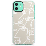 Continuous Line Faces: White on Beige Slim TPU Phone Case for iPhone 11