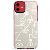 Continuous Line Faces: White on Beige Slim TPU Phone Case for iPhone 11