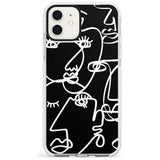 Continuous Line Faces: White on Black Slim TPU Phone Case for iPhone 11