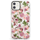 Leafy Floral Pattern Transparent Design Impact Phone Case for iPhone 11