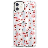 Cherry Blossoms on Blue Stripes Pattern Impact Phone Case for iPhone 11