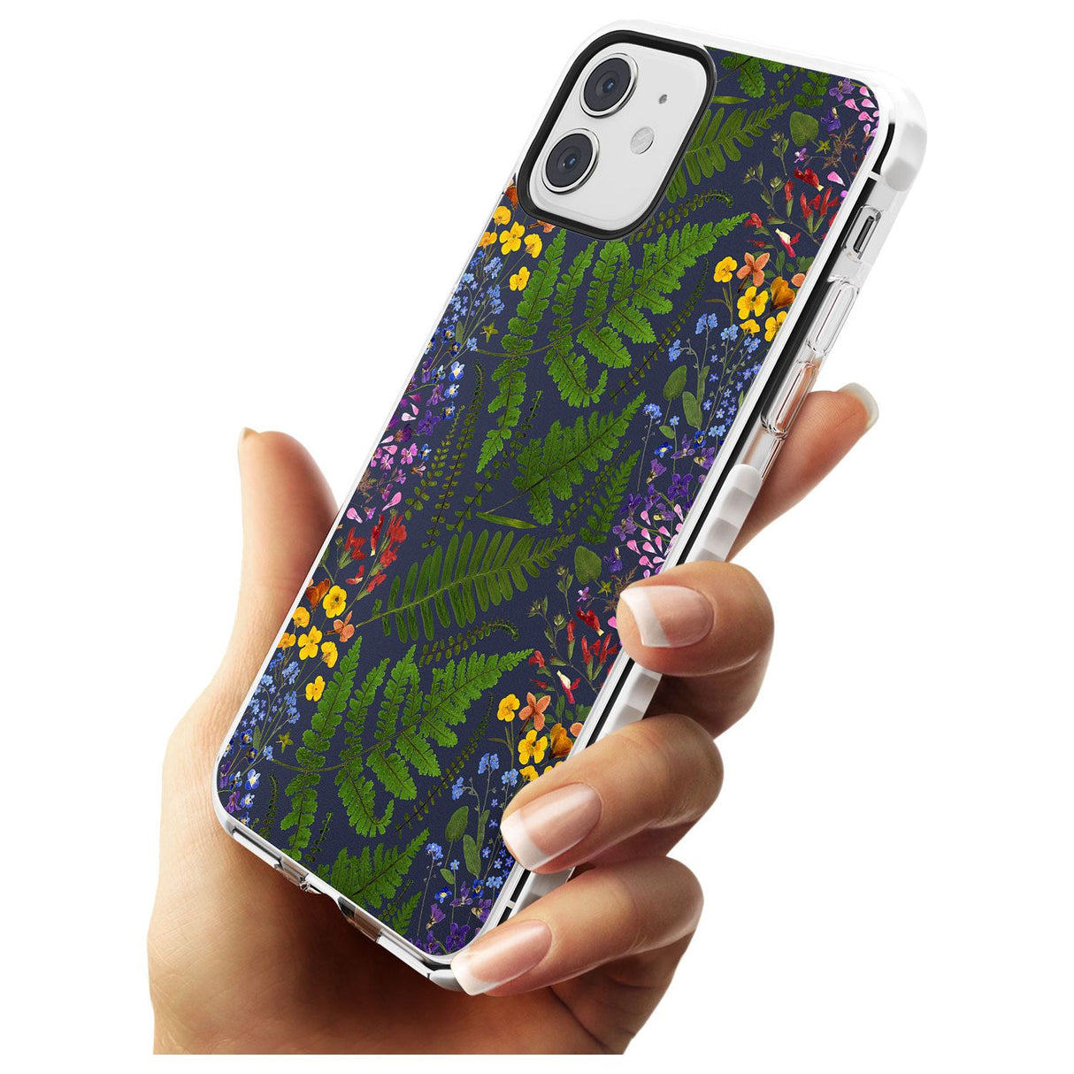 Busy Floral and Fern Design - Navy Impact Phone Case for iPhone 11