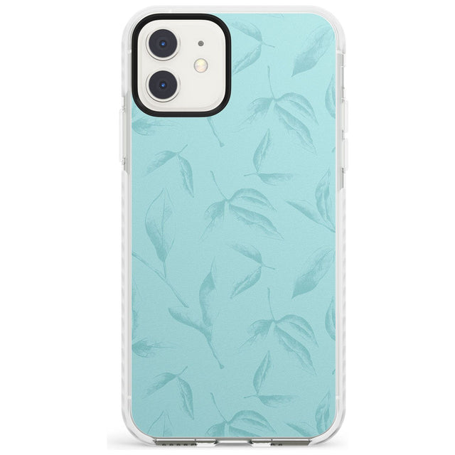 Blue Leaves Vintage Botanical Impact Phone Case for iPhone 11