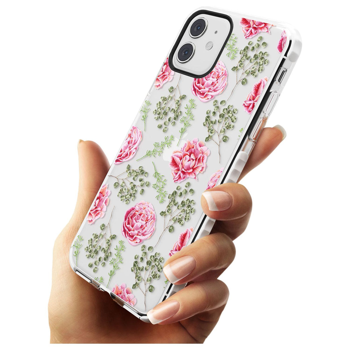 Roses & Eucalyptus Transparent Floral Impact Phone Case for iPhone 11