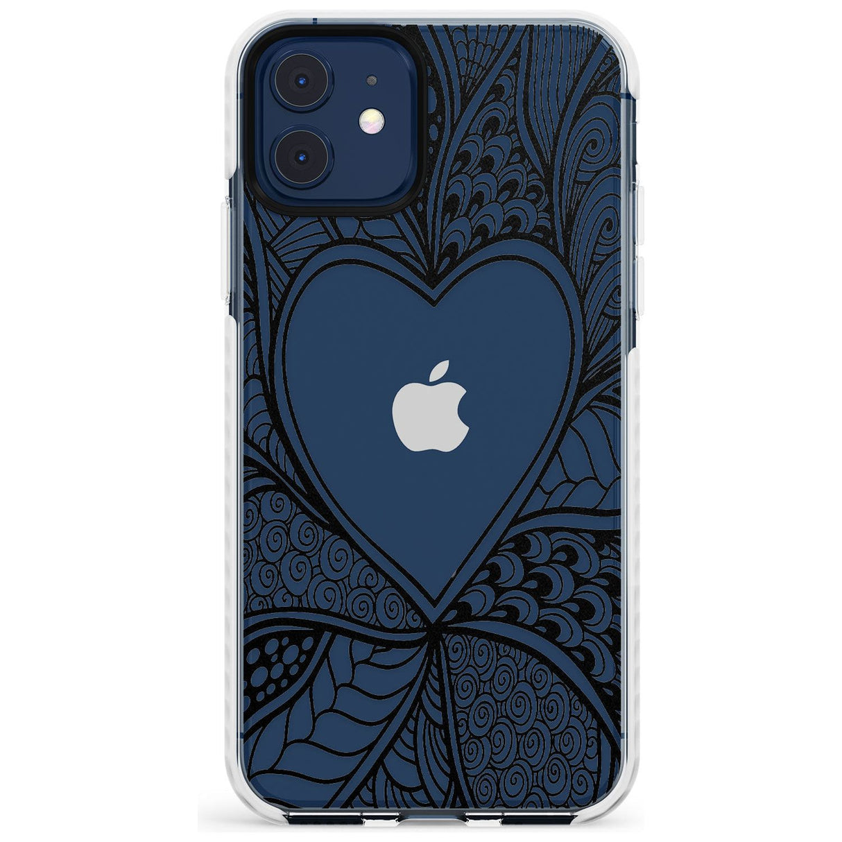 Black Henna Heart Impact Phone Case for iPhone 11