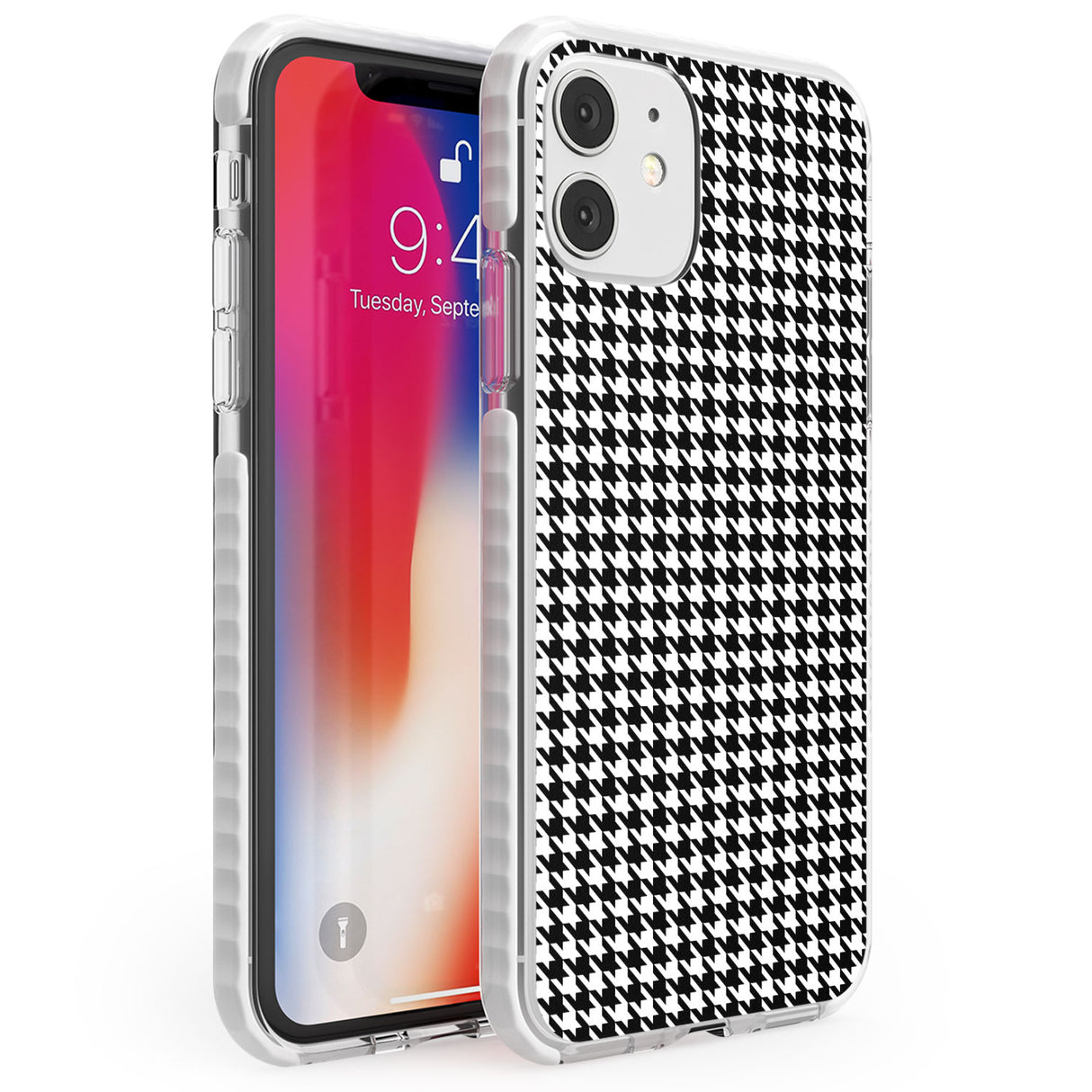 Black Houndstooth Pattern Phone Case iPhone 11 / Impact Case,iPhone 12 / Impact Case,iPhone 12 Mini / Impact Case Blanc Space