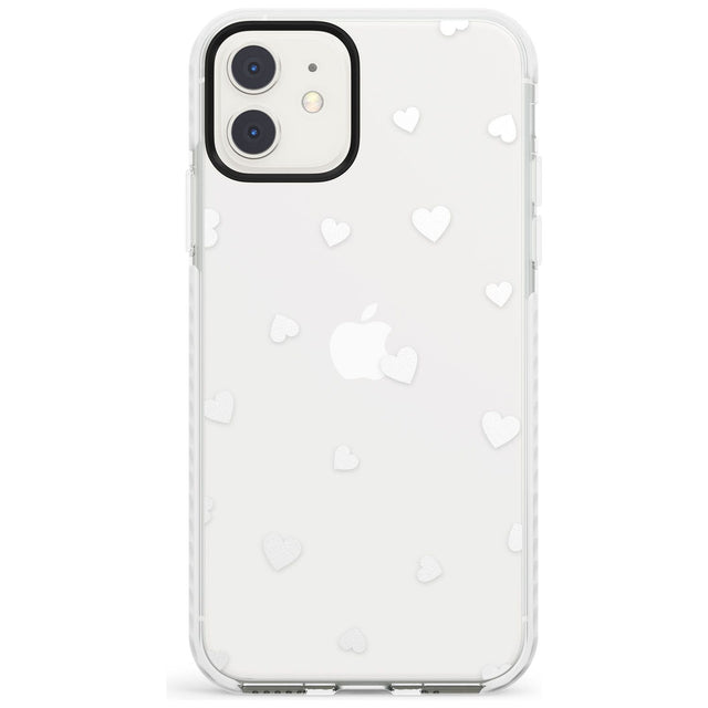 White Hearts Pattern Impact Phone Case for iPhone 11