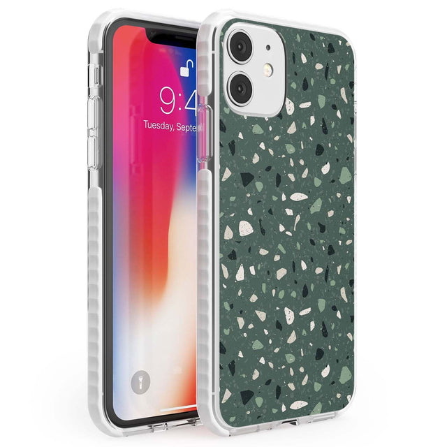 Green & Cream Terrazzo Pattern Phone Case iPhone 11 / Impact Case,iPhone 12 / Impact Case,iPhone 12 Mini / Impact Case Blanc Space