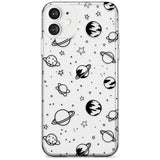 Outer Space Outlines: Black on Clear Black Impact Phone Case for iPhone 11