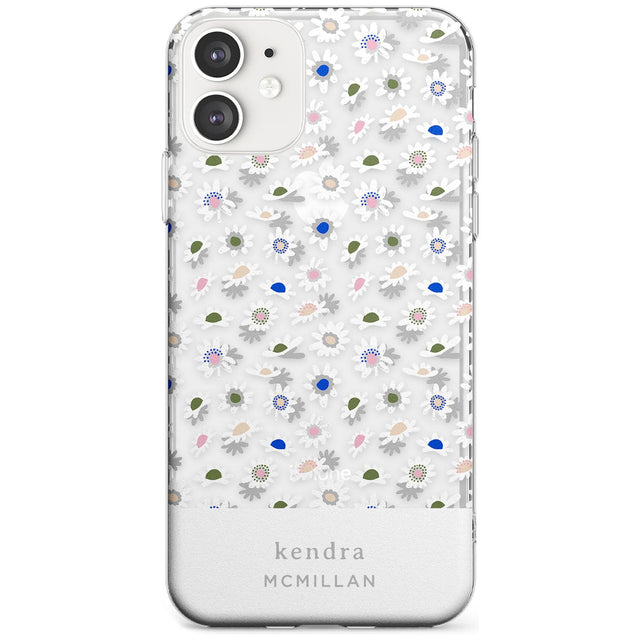 Grey & White Daisies Floral Design iPhone Case  Slim Case Custom Phone Case - Case Warehouse