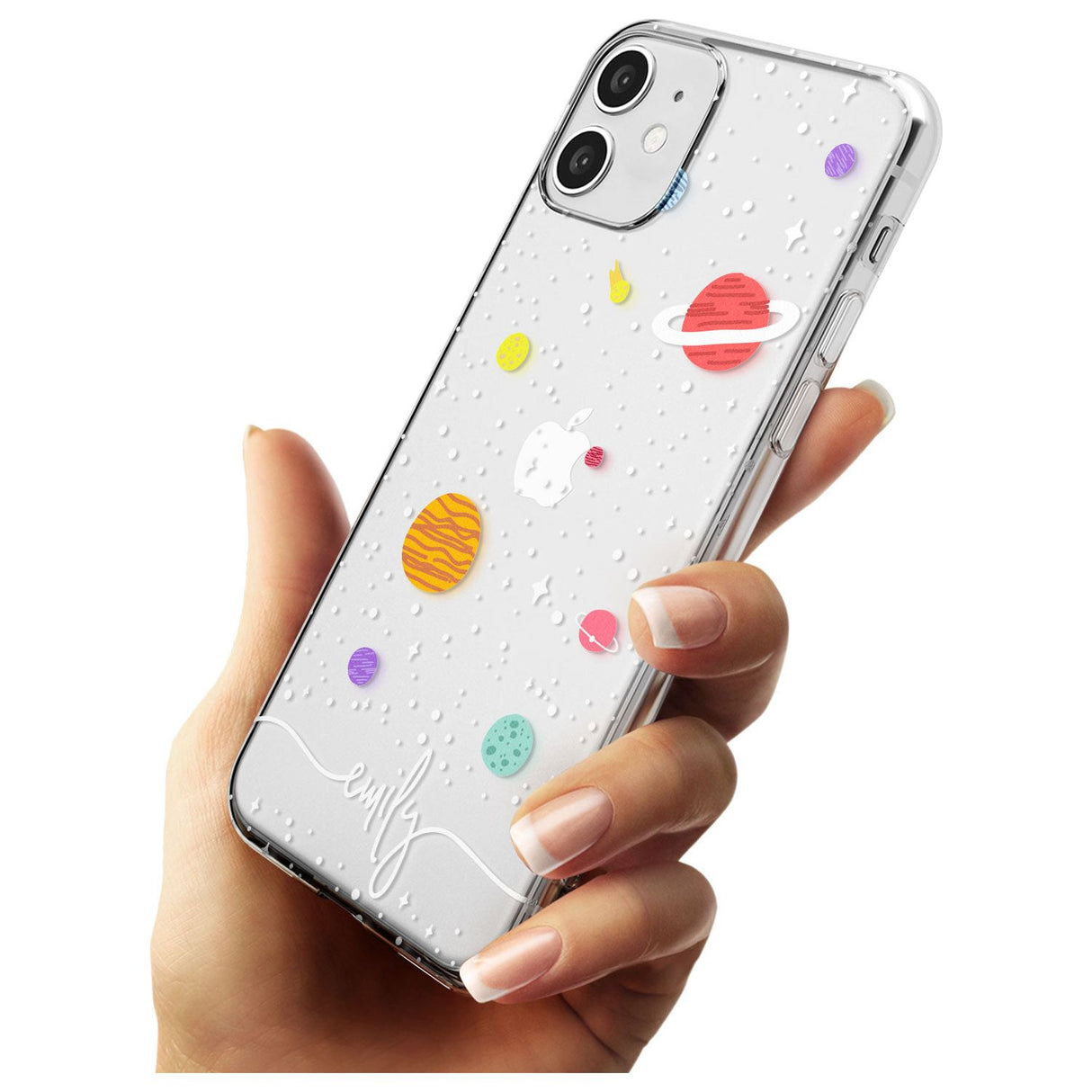 Custom Cute Cartoon Planets (Clear) Black Impact Phone Case for iPhone 11