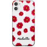 Red Peonies & Cursive iPhone Case  Slim Case Custom Phone Case - Case Warehouse