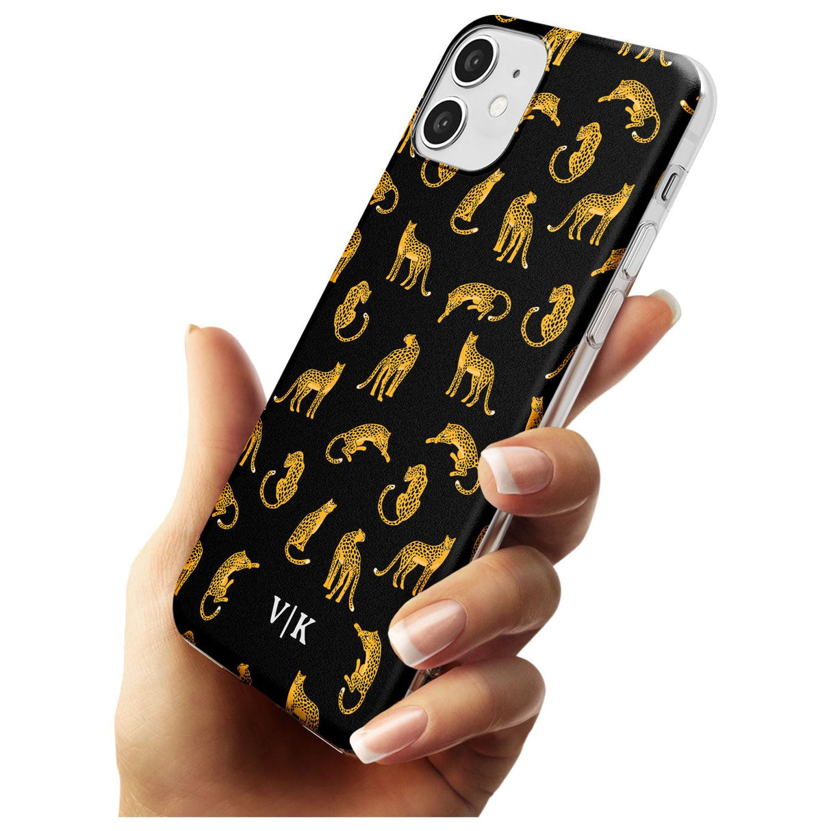 Personalised Cheetah Pattern: Black Black Impact Phone Case for iPhone 11