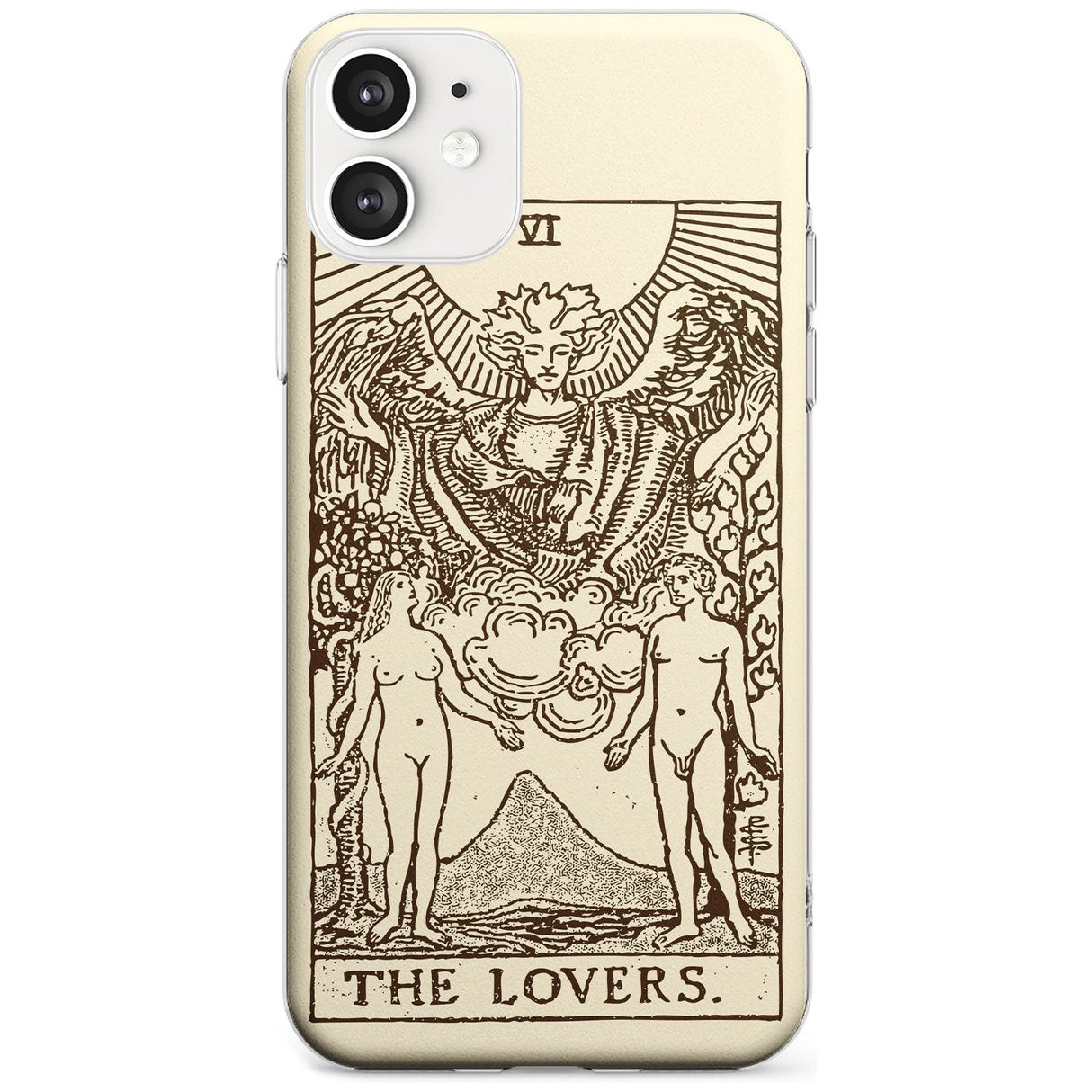 The Lovers Tarot Card - Solid Cream Black Impact Phone Case for iPhone 11