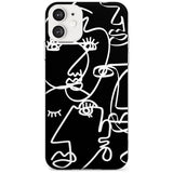 Continuous Line Faces: White on Black Black Impact Phone Case for iPhone 11