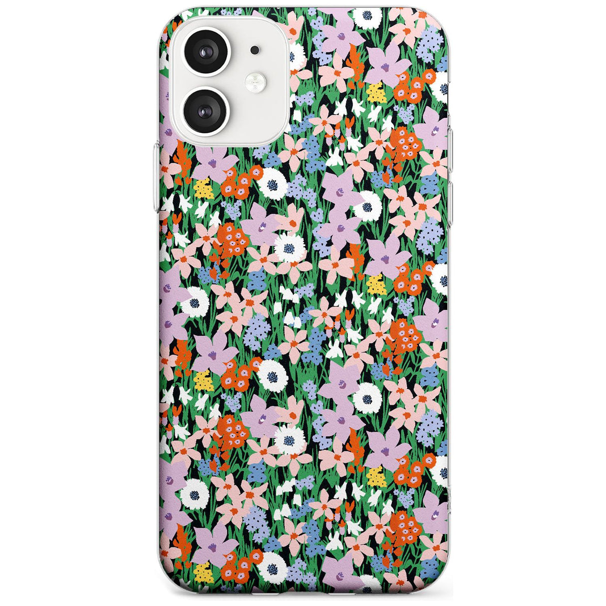 Jazzy Floral Mix: Solid Black Impact Phone Case for iPhone 11