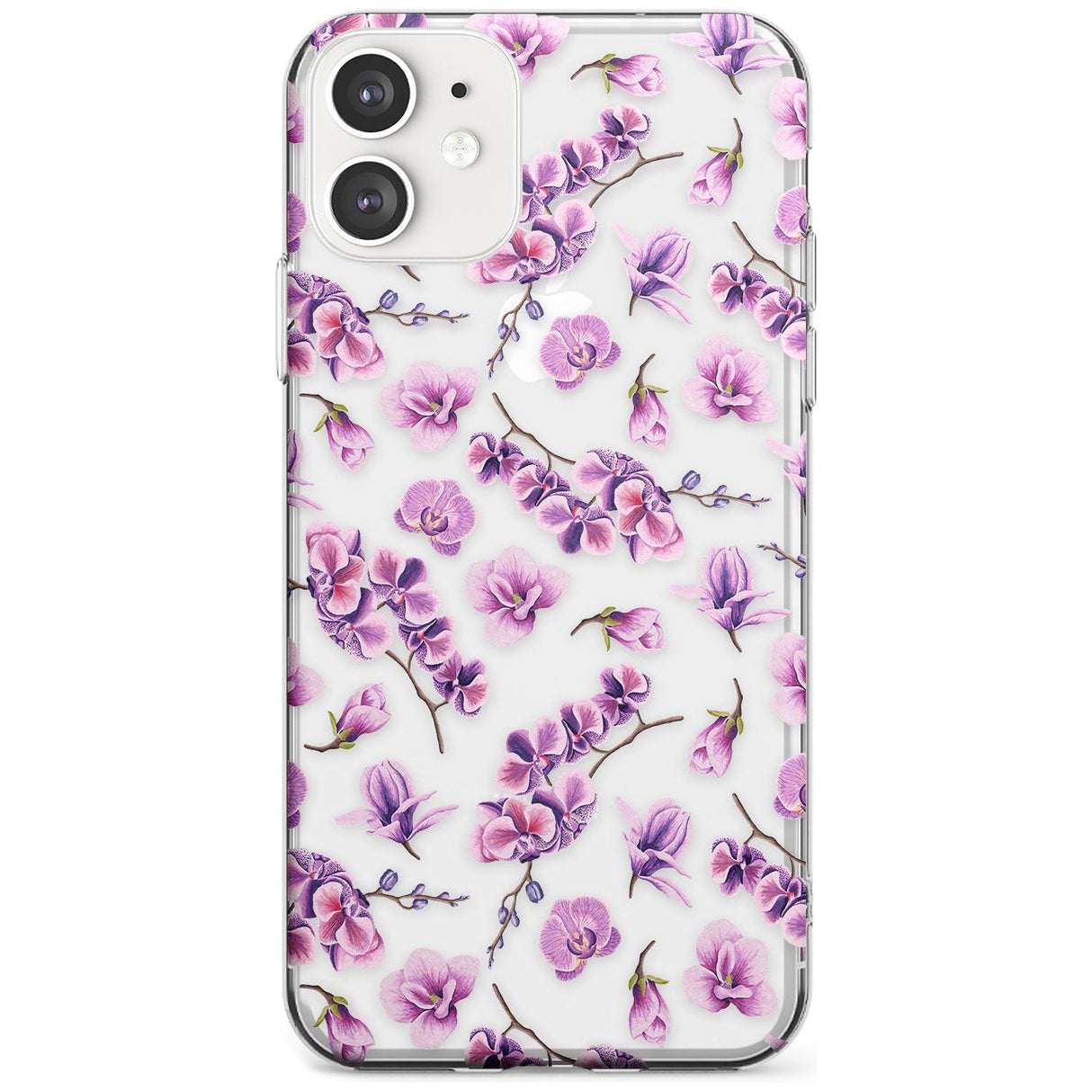 Purple Orchids Transparent Floral Slim TPU Phone Case for iPhone 11