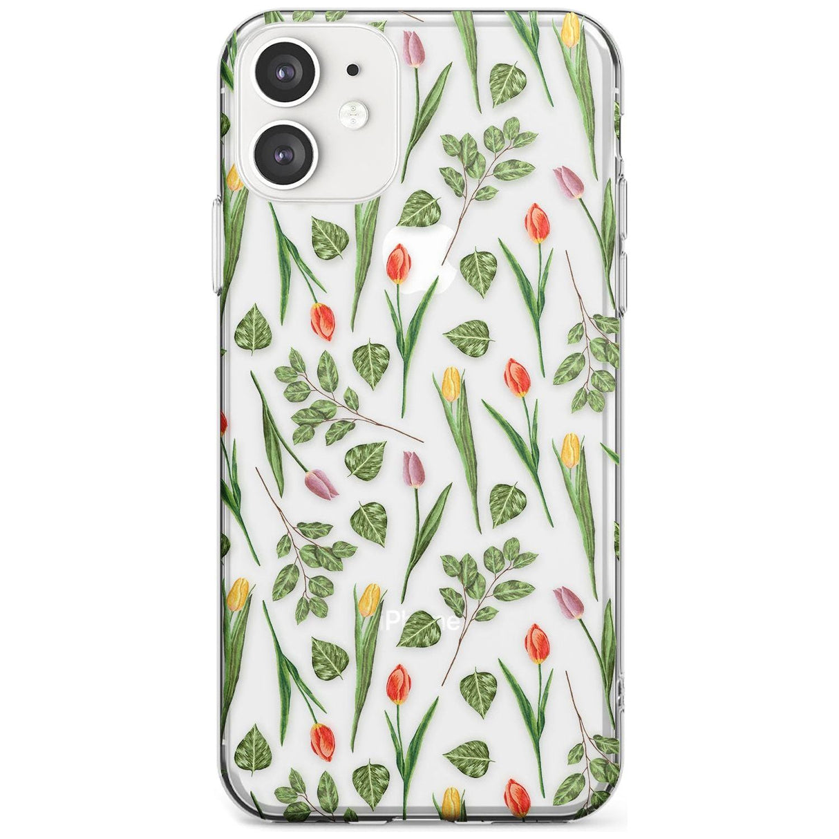 Spring Tulips Transparent Floral Slim TPU Phone Case for iPhone 11