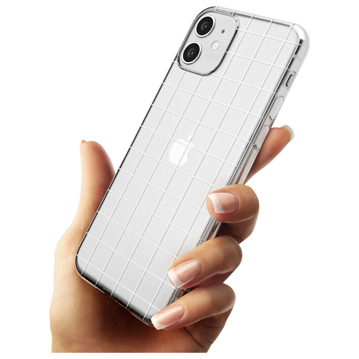 Simplistic Large Grid Pattern White (Transparent) Slim TPU Phone Case for iPhone 11