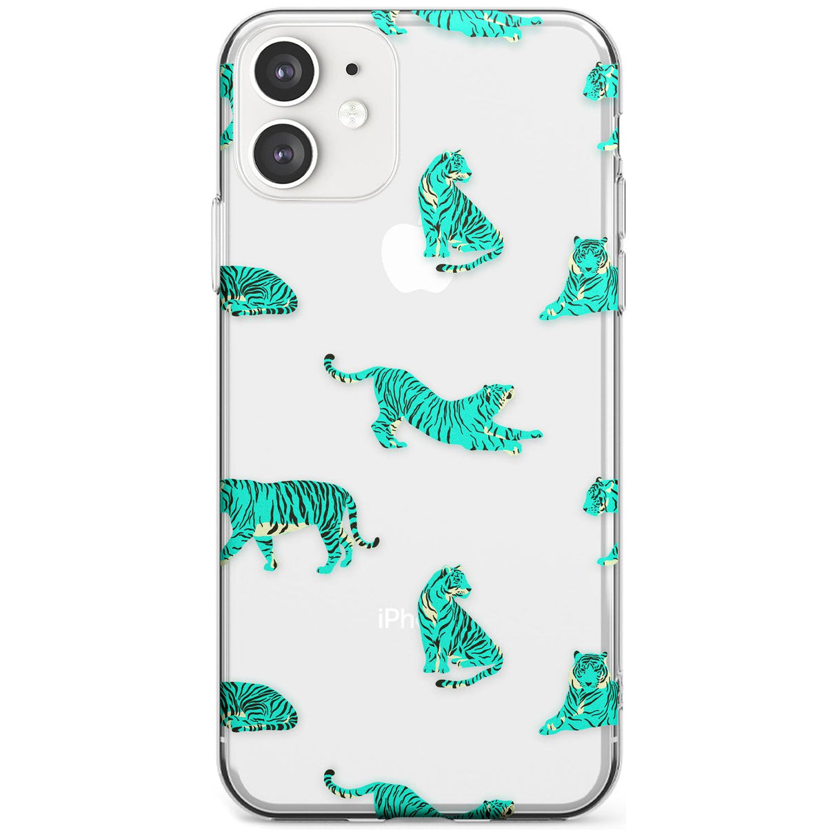 Turquoise Tiger Jungle Cat Pattern Slim TPU Phone Case for iPhone 11