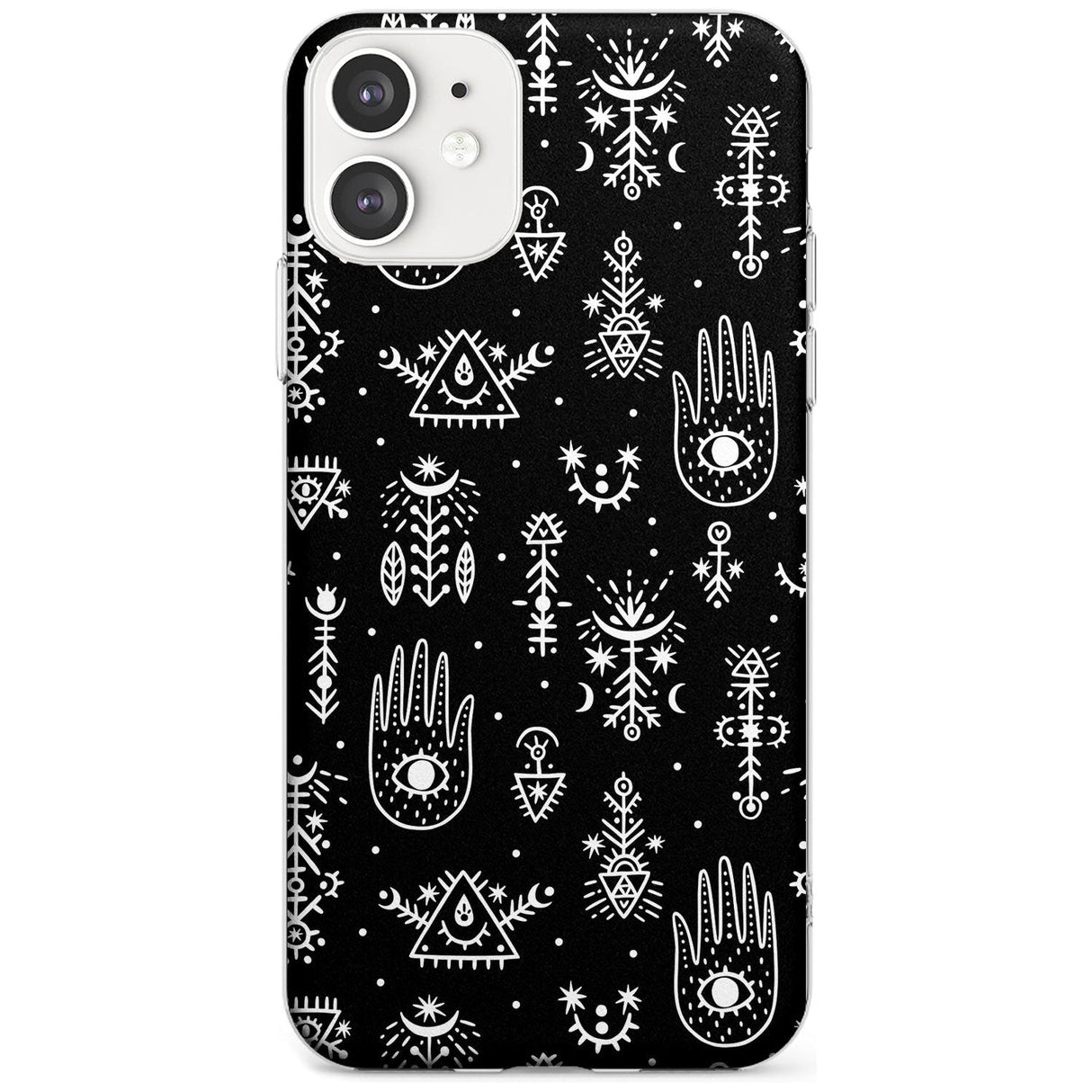 Tribal Palms - White on Black Slim TPU Phone Case for iPhone 11