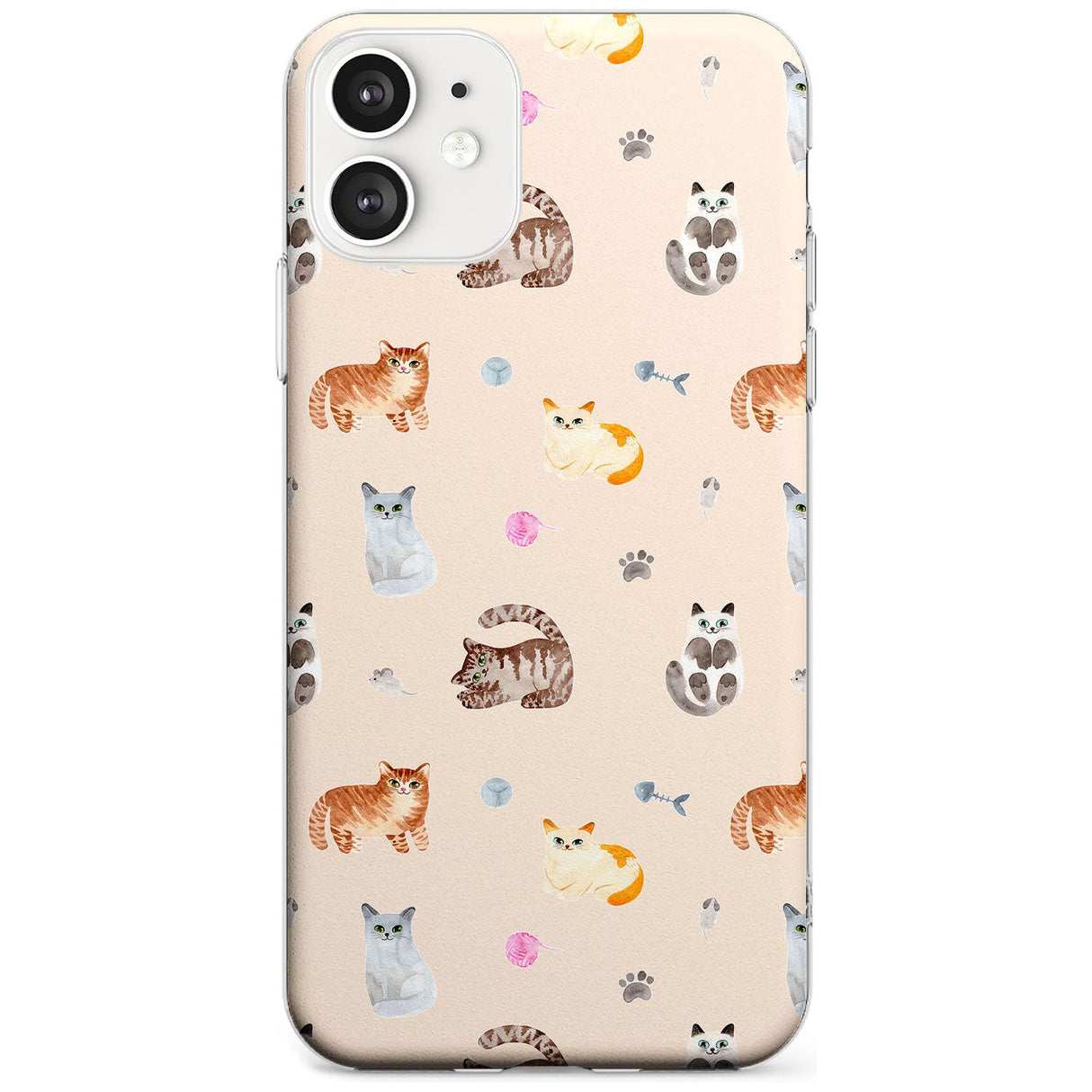 Cats with Toys Black Impact Phone Case for iPhone 11