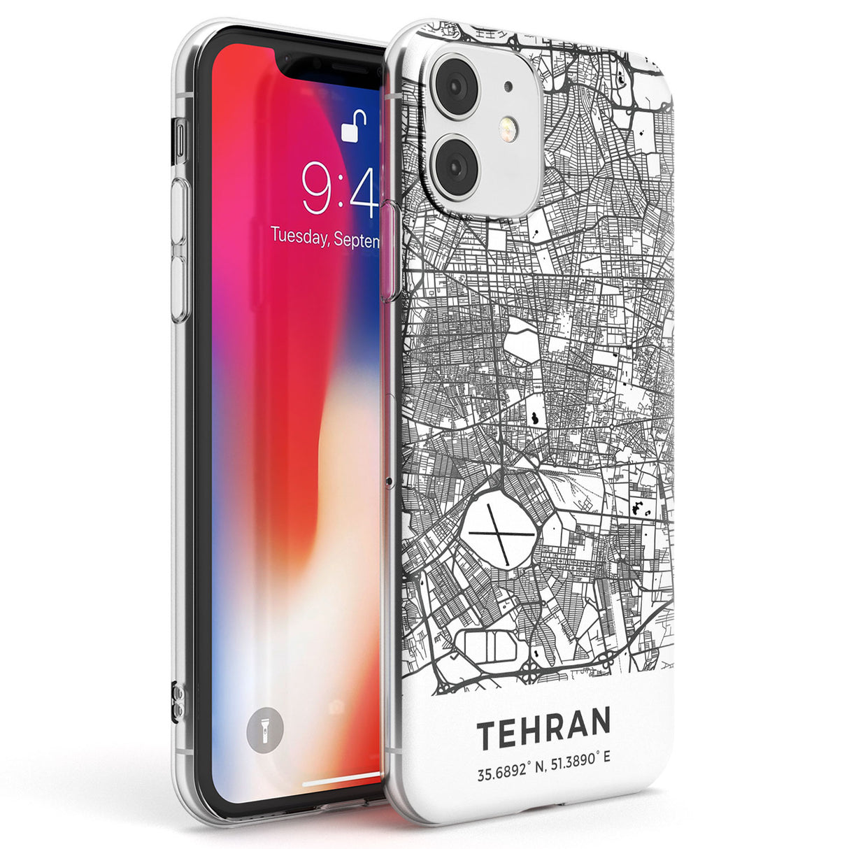 Map of Tehran, Iran Phone Case iPhone 11 / Clear Case,iPhone 12 / Clear Case,iPhone 12 Mini / Clear Case Blanc Space