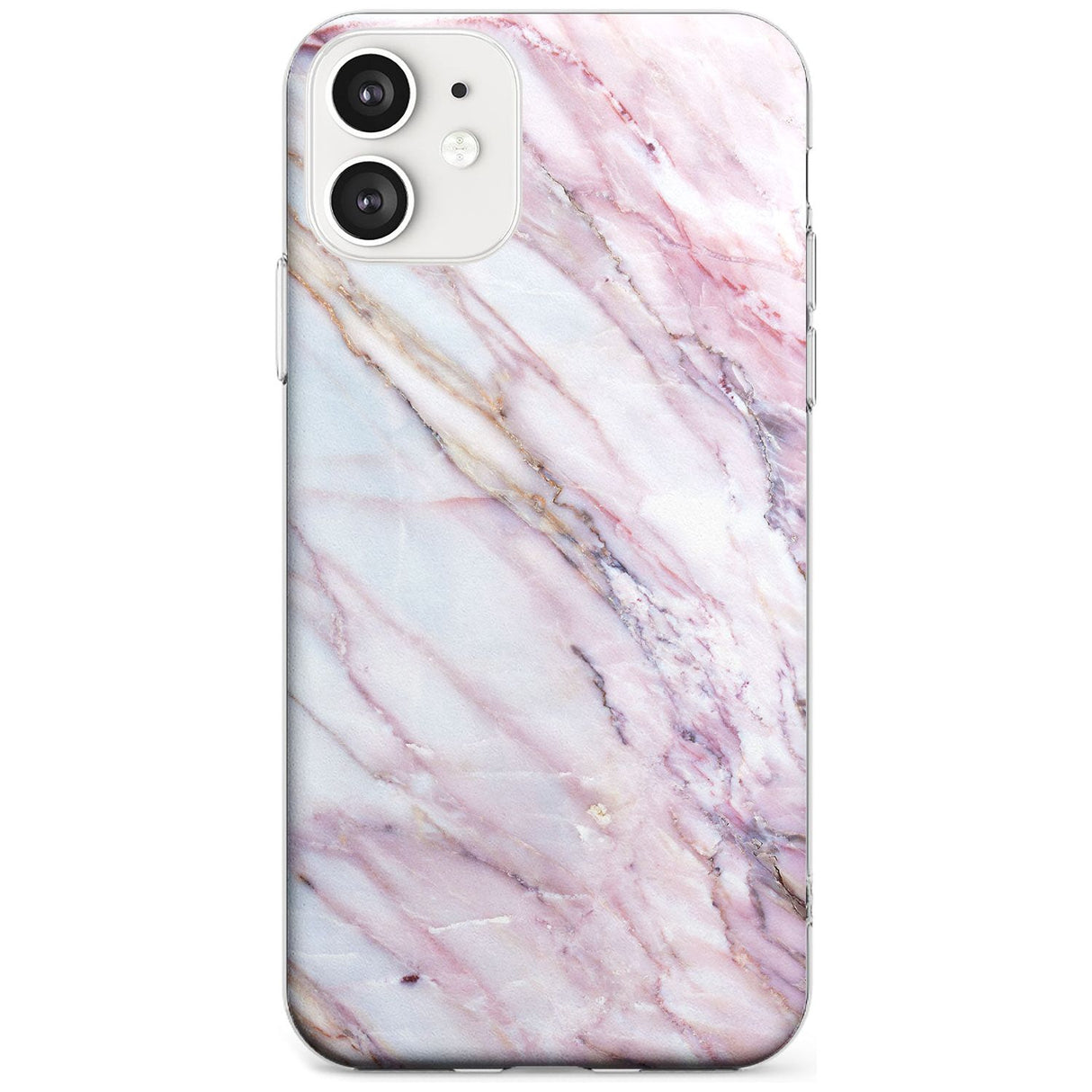 White, Pink & Purple Onyx Marble Texture Black Impact Phone Case for iPhone 11