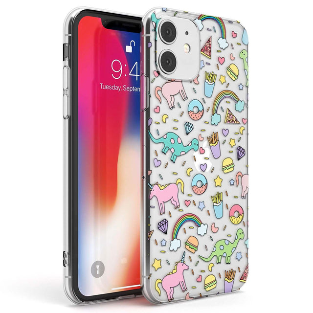 Cute Pattern Phone Case iPhone 11 / Clear Case,iPhone 12 / Clear Case,iPhone 12 Mini / Clear Case Blanc Space