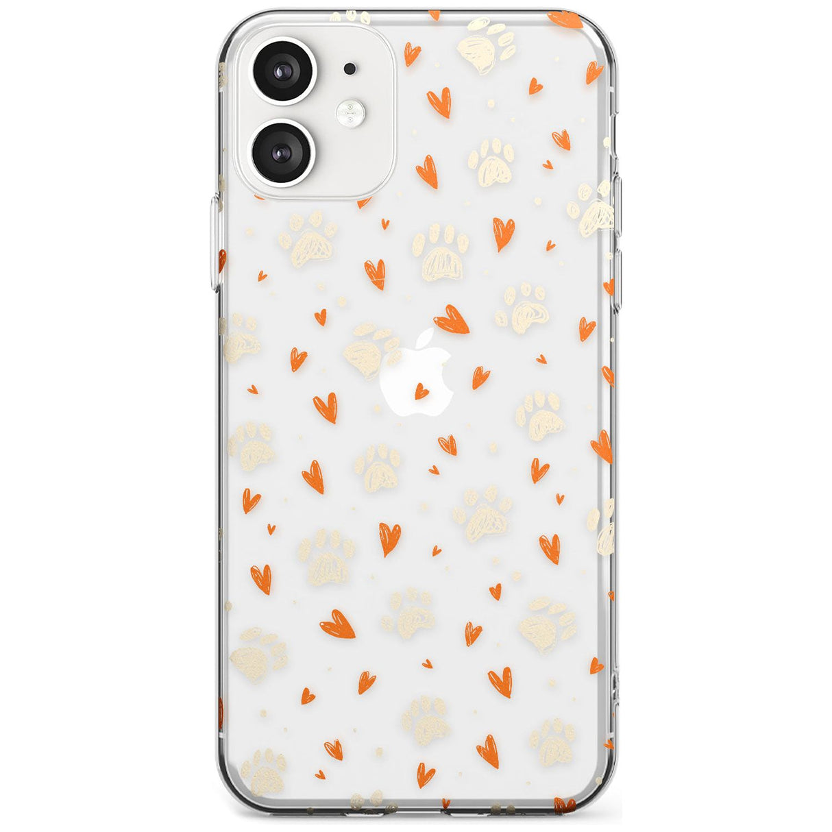 Paws & Hearts Pattern (Clear) Black Impact Phone Case for iPhone 11