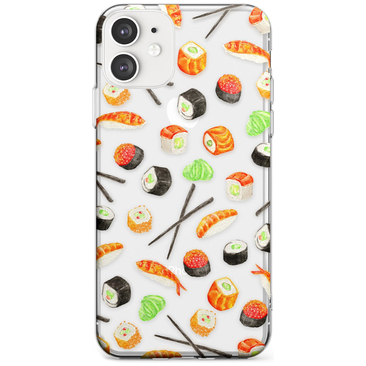 Sushi & Chopsticks Watercolour Pattern Slim TPU Phone Case for iPhone 11