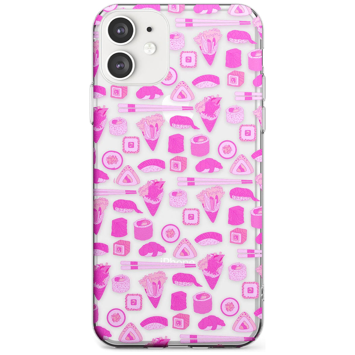 Bright Pink Sushi Pattern Slim TPU Phone Case for iPhone 11