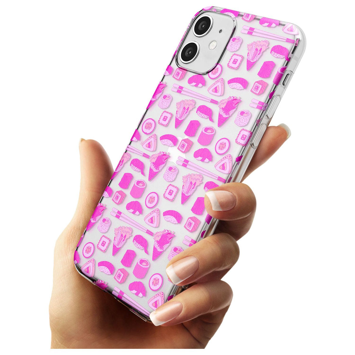 Bright Pink Sushi Pattern Slim TPU Phone Case for iPhone 11