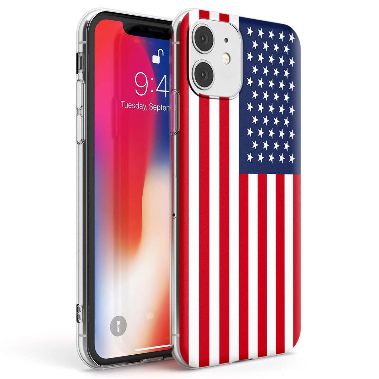American Flag Phone Case iPhone 11 / Clear Case,iPhone 12 / Clear Case,iPhone 12 Mini / Clear Case Blanc Space